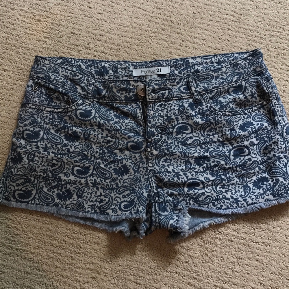Forever21 Patterned Denim Shorts